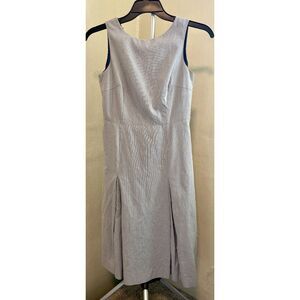 Brooks Brothers "346" Striped Seersucker Pleated Sheath Dress Blue White Size 2